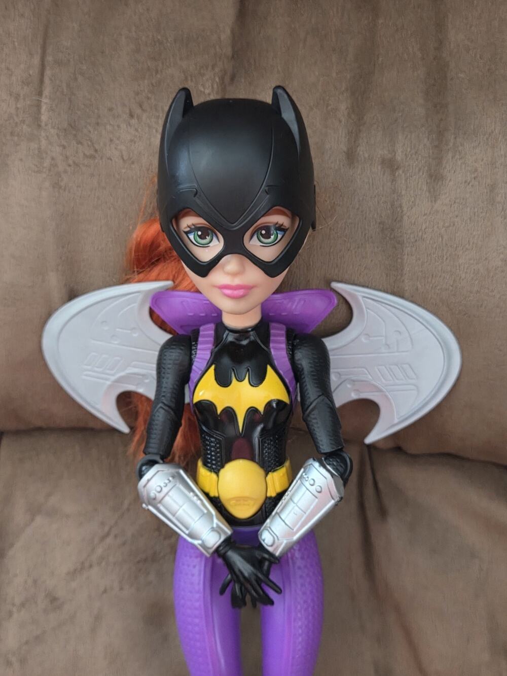 Mattel Batgirl Doll Red Straight Hair Purple Outfit Yellow Boots Articulated